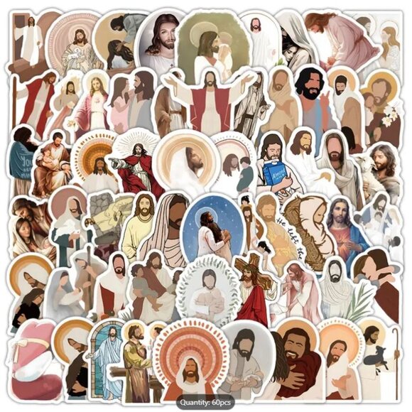 60PC Jesus Holiday Stickers for Phones, Laptops, Gifts, Crafts etc. Christmas - Picture 1 of 7